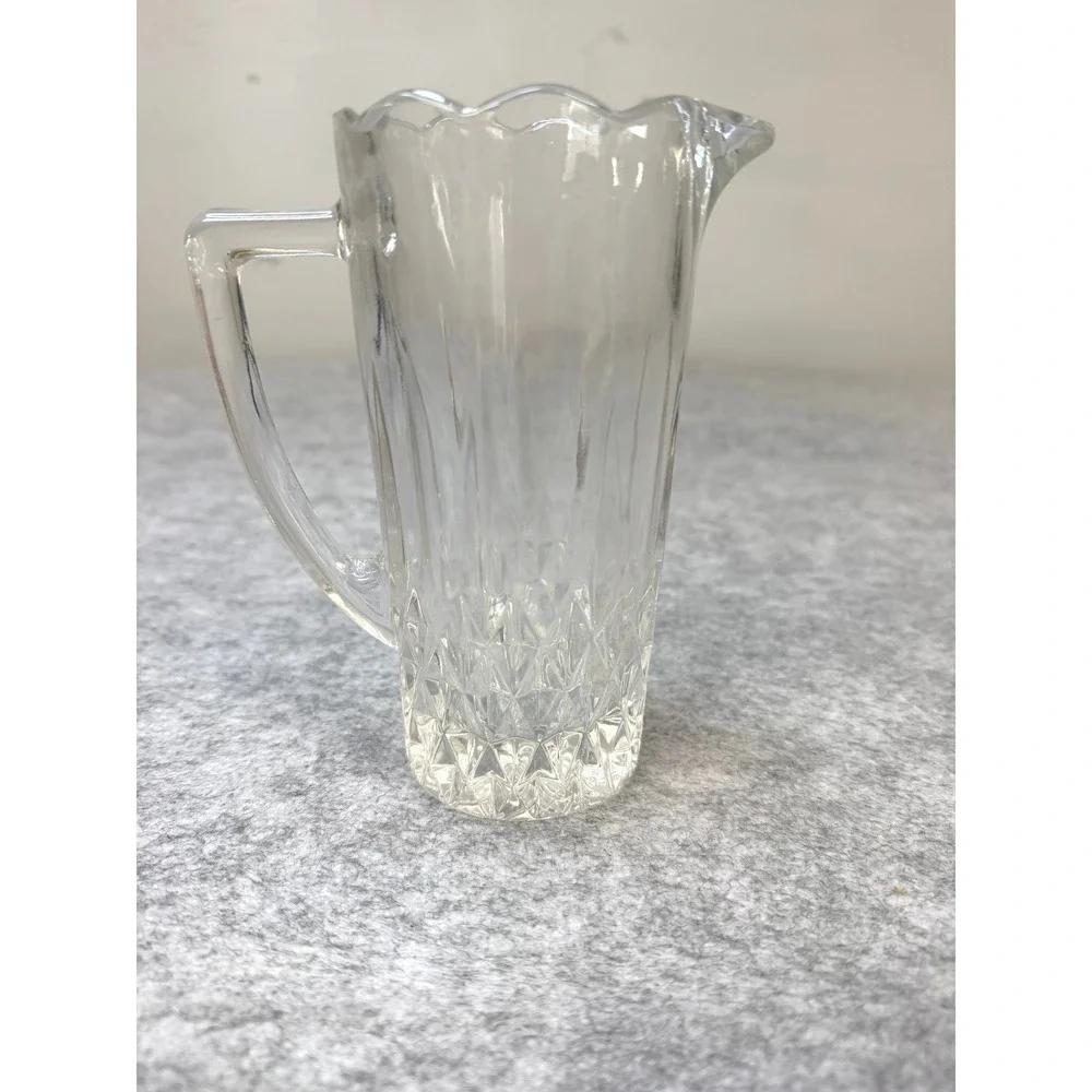 Blarney Genuine 24% Lead Crystal Pitcher Diamond Cut Scalloped Rim Vintage Boxed
